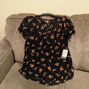 Wit & Wisdom blouse size 1X black peach buttons in front